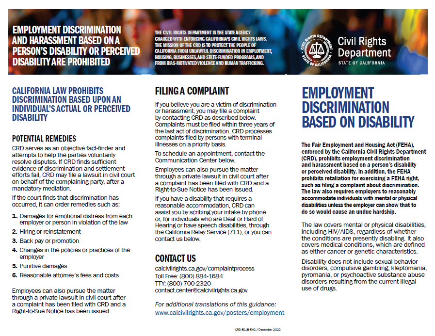 Employment Discrimination Based on Disability